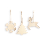 Set de 3 décorations de Noël personnalisées en bois à accrocher Forest couleur naturel
