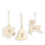 Set de 3 décorations de Noël personnalisées en bois à accrocher Forest avec zone d'impression