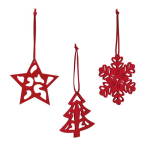 Set de 3 décorations de Noël en feutre à accrocher au sapin Noël avec zone d'impression
