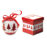 Boule de Noël avec finition perlée et boîte décorée Snowy couleur rouge