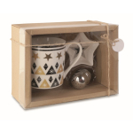 Set tasse, filtre pour thé et assiette en forme d'étoile 320ml Tea Box couleur bois deuxième vue