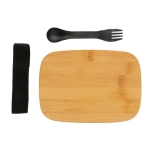 Lunch box en acier avec couvercle en bois et couverts 900 ml Bamboo couleur argenté quatrième vue
