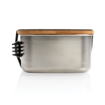 Lunch box en acier avec couvercle en bois et couverts 900 ml Bamboo couleur argenté sixième vue