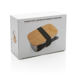 Lunch box en acier avec couvercle en bois et couverts 900 ml Bamboo couleur argenté deuxième vue avec boîte