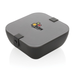 Lunch box carré en plastique avec fermeture en silicone 2,4 L Breaky couleur gris graphite vue avec logo