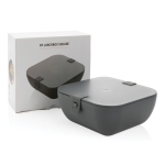 Lunch box carré en plastique avec fermeture en silicone 2,4 L Breaky couleur gris graphite vue avec boîte