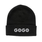 Bonnet écologique personnalisé en matériau recyclé EcoSave couleur noir vue avec logo