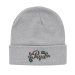 Bonnet écologique personnalisé en matériau recyclé EcoSave couleur gris clair vue avec logo