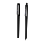 Lot de stylos à encre bleue avec finition métallisée Clip Corporate couleur noir vue avec logo
