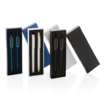 Lot de stylos à encre bleue avec finition métallisée Clip Corporate couleur noir vue générale