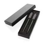 Lot de stylos à encre bleue avec finition métallisée Clip Corporate couleur noir vue avec boîte