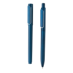 Lot de stylos à encre bleue avec finition métallisée Clip Corporate couleur bleu