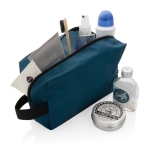 Trousse de toilette de voyage durable au design simple Básico Eco couleur bleu marine quatrième vue