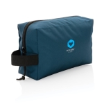 Trousse de toilette de voyage durable au design simple Básico Eco couleur bleu marine vue avec logo
