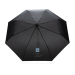 Parapluie pliant en plastique recyclé de couleur vive Ø95 Aware RPET couleur noir vue avec logo