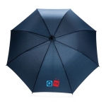 Grand parapluie automatique avec matériaux recyclés Ø103 Aware RPET couleur bleu marine vue avec logo