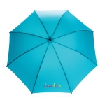 Grand parapluie automatique avec matériaux recyclés Ø103 Aware RPET couleur bleu ciel vue avec logo
