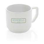 Tasse promotionnelle en céramique au design moderne de 350 ml Modern couleur blanc vue avec logo