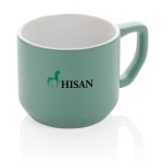 Tasse promotionnelle en céramique au design moderne de 350 ml Modern couleur vert vue avec logo