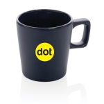 Mug en céramique avec intérieur brillant et extérieur mat 300ml Largo couleur bleu marine vue avec logo