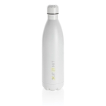 Grande bouteille thermique en acier inoxydable 1 L Lifestyle Premium couleur blanc vue avec logo