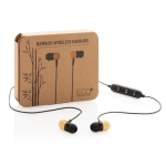 Ecouteurs intra-auriculaires en bambou avec embouts magnétiques Bamboo couleur noir vue avec boîte