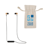 Ecouteurs intra-auriculaires en bambou avec embouts magnétiques Bamboo avec zone d'impression