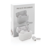 Ecouteurs sans fil haut de gamme avec étui bicolore Pro Elite couleur blanc vue avec boîte