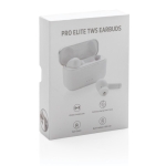 Ecouteurs sans fil haut de gamme avec étui bicolore Pro Elite couleur blanc deuxième vue avec boîte