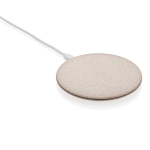 Chargeur sans fil ultra-plat avec boîtier circulaire écologique Wheat couleur naturel