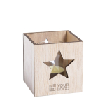 Bougie parfumée de Noël à la vanille avec boîte en sapin vue principale