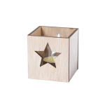 Bougie parfumée de Noël à la vanille dans une boîte étoilée Xmas Star couleur bois clair première vue
