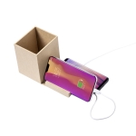 Pot à crayons multifonction avec support portable + chargeur Cardboard couleur marron clair septième vue