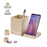 Pot à crayons multifonction avec support portable + chargeur Cardboard couleur marron clair huitième vue