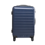 Valises personnalisées à roulettes résistantes aux chocs en RPET couleur bleu marine première vue