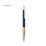 Stylo à bouton poussoir en bambou et alu mat avec encre bleue Pioneer® sixième vue