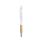 Stylo à bouton poussoir en bambou et alu mat avec encre bleue Pioneer® vue principale