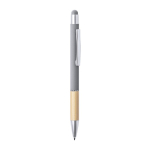 Stylo en bambou et aluminium gravés avec logo à l'encre bleue Touch couleur gris première vue