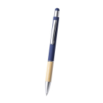 Stylo en bambou et aluminium gravés avec logo à l'encre bleue Touch troisième vue