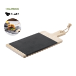 Planche à découper en bambou et ardoise noir amovible pizarra couleur bois clair