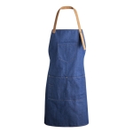 Tablier résistant avec plusieurs poches et rubans bicolores Denim Blue couleur bleu jean troisième vue