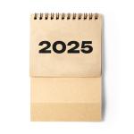 Calendrier de bureau 2025 en carton recyclé avec anneaux couleur naturel première vue