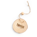 Décoration de Noël rondin de bois à accrocher avec logo laser Rustic couleur bois première vue