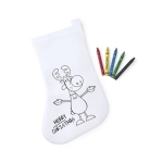 Chaussette de Noël à colorier et crayons Merry Christmas couleur blanc première vue