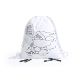 Sac à dos motif Père Noël à colorier avec logo Santa Claus couleur blanc deuxième vue