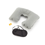 Set de voyage avec oreiller, masque et bouchons couleur gris quatrième vue