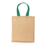Sacs en jute personnalisés avec poignées colorées Jute Grocery couleur vert deuxième vue