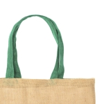 Sacs en jute personnalisés avec poignées colorées Jute Grocery couleur vert troisième vue