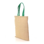Sacs en jute personnalisés avec poignées colorées Jute Grocery couleur vert quatrième vue