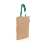 Sacs en jute personnalisés avec poignées colorées Jute Grocery couleur vert cinquième vue